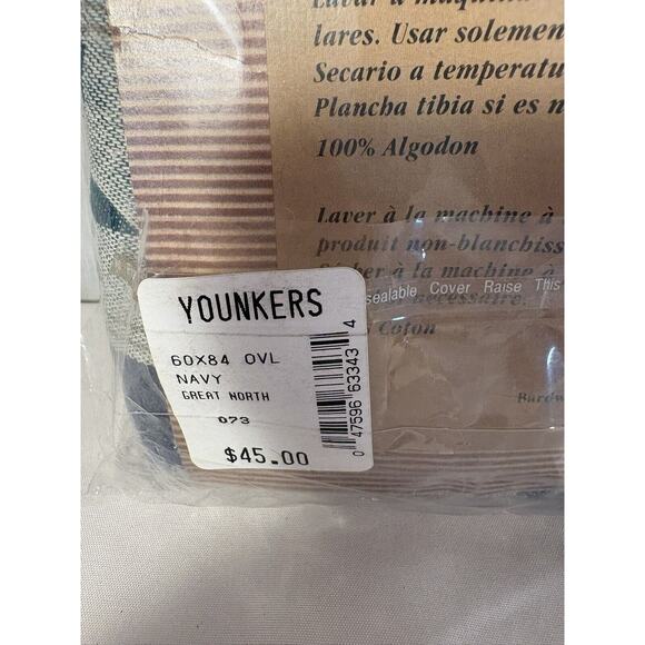 Natural Impressions La Jacquard Tablecloth 60x84 Oval Navy And Green Great North - Picture 7 of 10